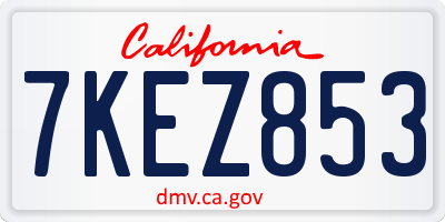 CA license plate 7KEZ853