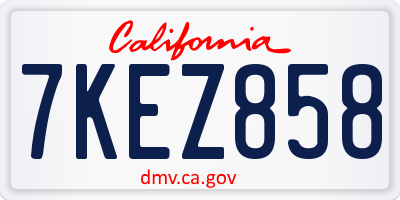CA license plate 7KEZ858
