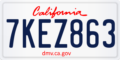 CA license plate 7KEZ863