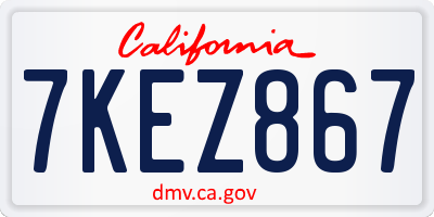 CA license plate 7KEZ867