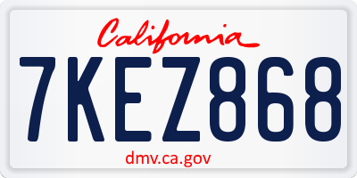 CA license plate 7KEZ868