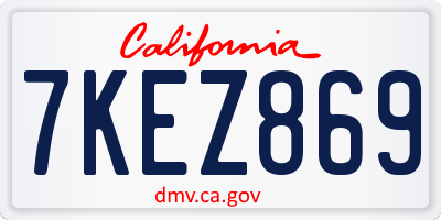 CA license plate 7KEZ869