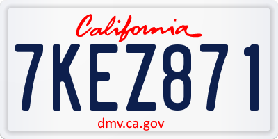 CA license plate 7KEZ871