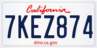 CA license plate 7KEZ874