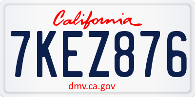 CA license plate 7KEZ876