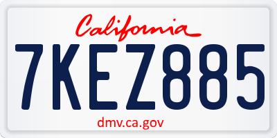 CA license plate 7KEZ885