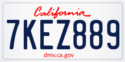 CA license plate 7KEZ889