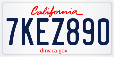 CA license plate 7KEZ890
