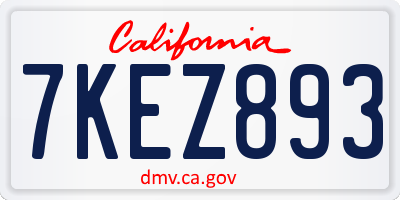 CA license plate 7KEZ893