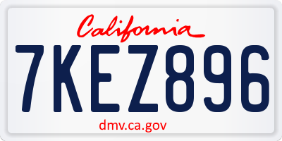 CA license plate 7KEZ896