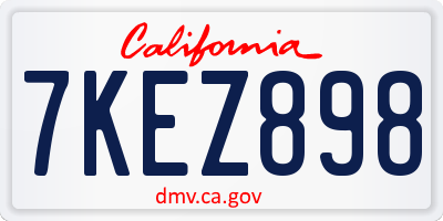 CA license plate 7KEZ898