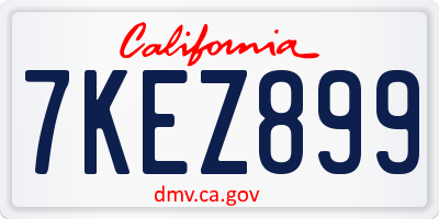 CA license plate 7KEZ899