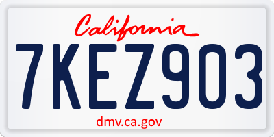CA license plate 7KEZ903