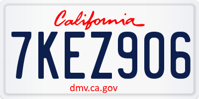 CA license plate 7KEZ906