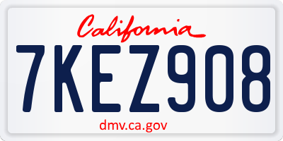 CA license plate 7KEZ908