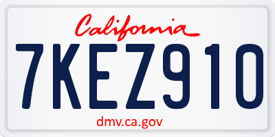 CA license plate 7KEZ910