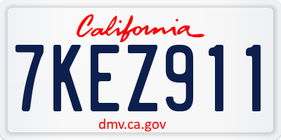 CA license plate 7KEZ911