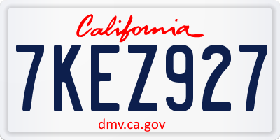 CA license plate 7KEZ927