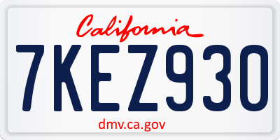CA license plate 7KEZ930