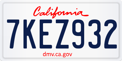 CA license plate 7KEZ932