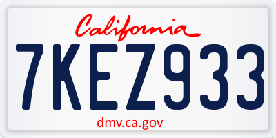 CA license plate 7KEZ933