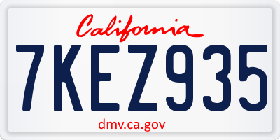 CA license plate 7KEZ935