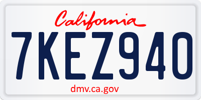 CA license plate 7KEZ940