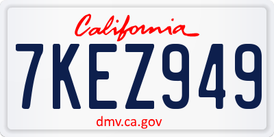 CA license plate 7KEZ949