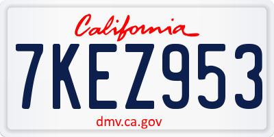 CA license plate 7KEZ953