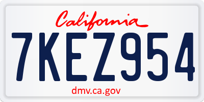 CA license plate 7KEZ954