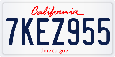 CA license plate 7KEZ955