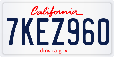 CA license plate 7KEZ960