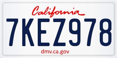 CA license plate 7KEZ978