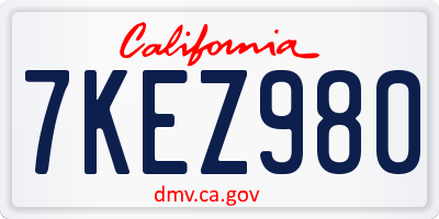 CA license plate 7KEZ980