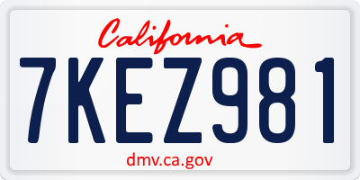 CA license plate 7KEZ981
