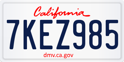 CA license plate 7KEZ985