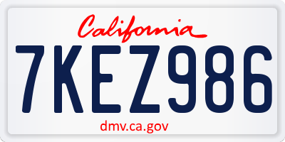CA license plate 7KEZ986