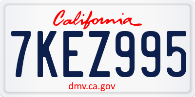 CA license plate 7KEZ995