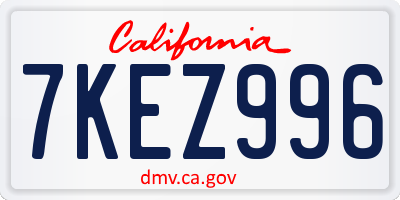 CA license plate 7KEZ996