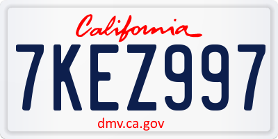 CA license plate 7KEZ997