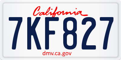 CA license plate 7KF827