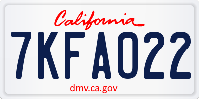 CA license plate 7KFA022