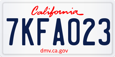 CA license plate 7KFA023
