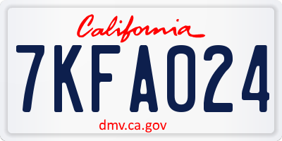 CA license plate 7KFA024