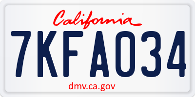 CA license plate 7KFA034
