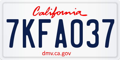 CA license plate 7KFA037