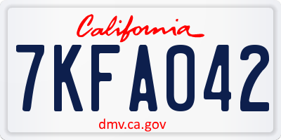 CA license plate 7KFA042