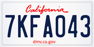 CA license plate 7KFA043