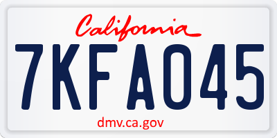 CA license plate 7KFA045