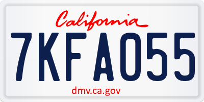 CA license plate 7KFA055